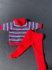 ANCIEN 2 PIECES PULL PANTALON POUR  POUPEE BELLA GEGE RAYNAL CELLULOID 40/45 CM