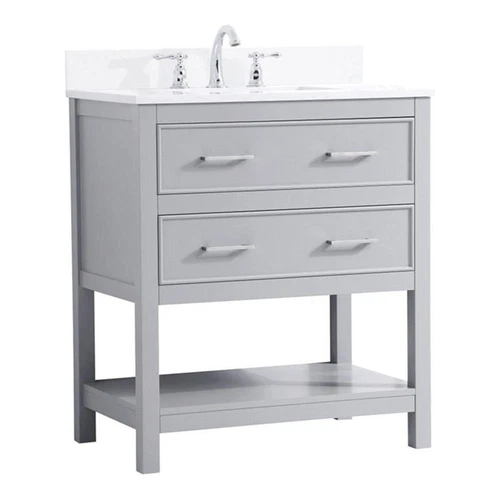 Elegant Decor Sinclaire 30" MDF Single Bathroom Vanity with Backsplash in Gray - Picture 1 of 8