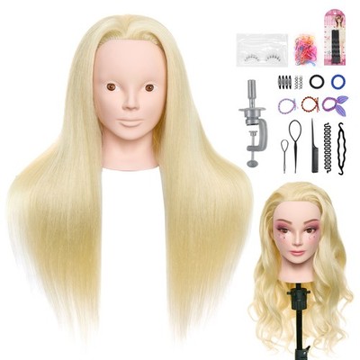 Neverland Frisierkopf 50% Echthaar Friseurkopf 24 Zoll Trainingsköpfe Hellblond