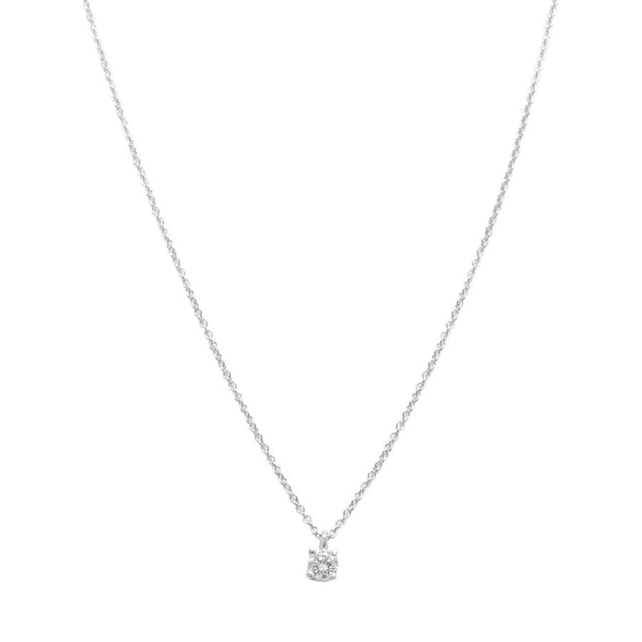 Tiffany & Co Solitaire Stud Diamond Necklace Pt950 Platinum Pendant Women's Auth