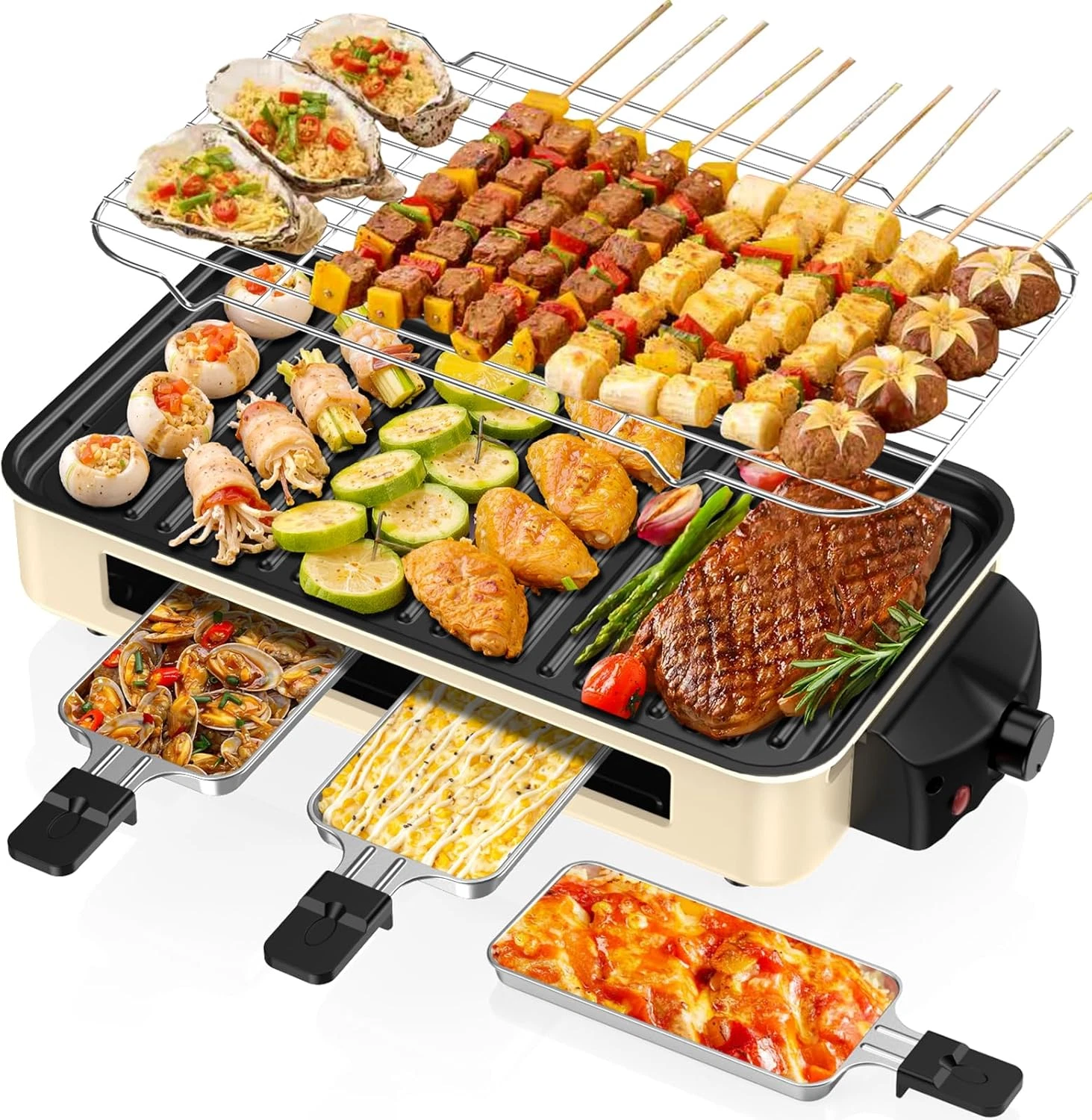 Electric Indoor Grill 1500W -2 in 1 Smokeless Indoor Grill for Kitchen