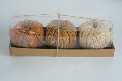 Hobby Lobby Fall 2023 Packaged Pumpkins & Gourds   Set of 3 Woven Decorative Pum