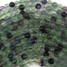 Natural Faceted Rainbow Fluorite Round Beads Gemstone 15" Strand 6mm 8mm 10mm