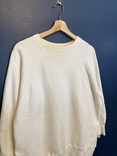Vintage 50  s Penneys White Cotton Men  s Blank Sweatshirt Size Large