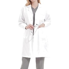 Damen Laborkittel Baumwolle Chemie Weiß Arbeitskleidung Schutz Kittel
