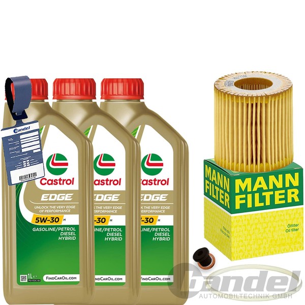 Mann ÖLfilter+Castrol Edge M 5W30 Passend FüR Seat Ibiza Skoda Fabia VW FOX Polo-image