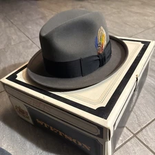 Stetson Open Road Royal Deluxe Hat Felt Graphite 6 7/8 Firenze Fedora Feather