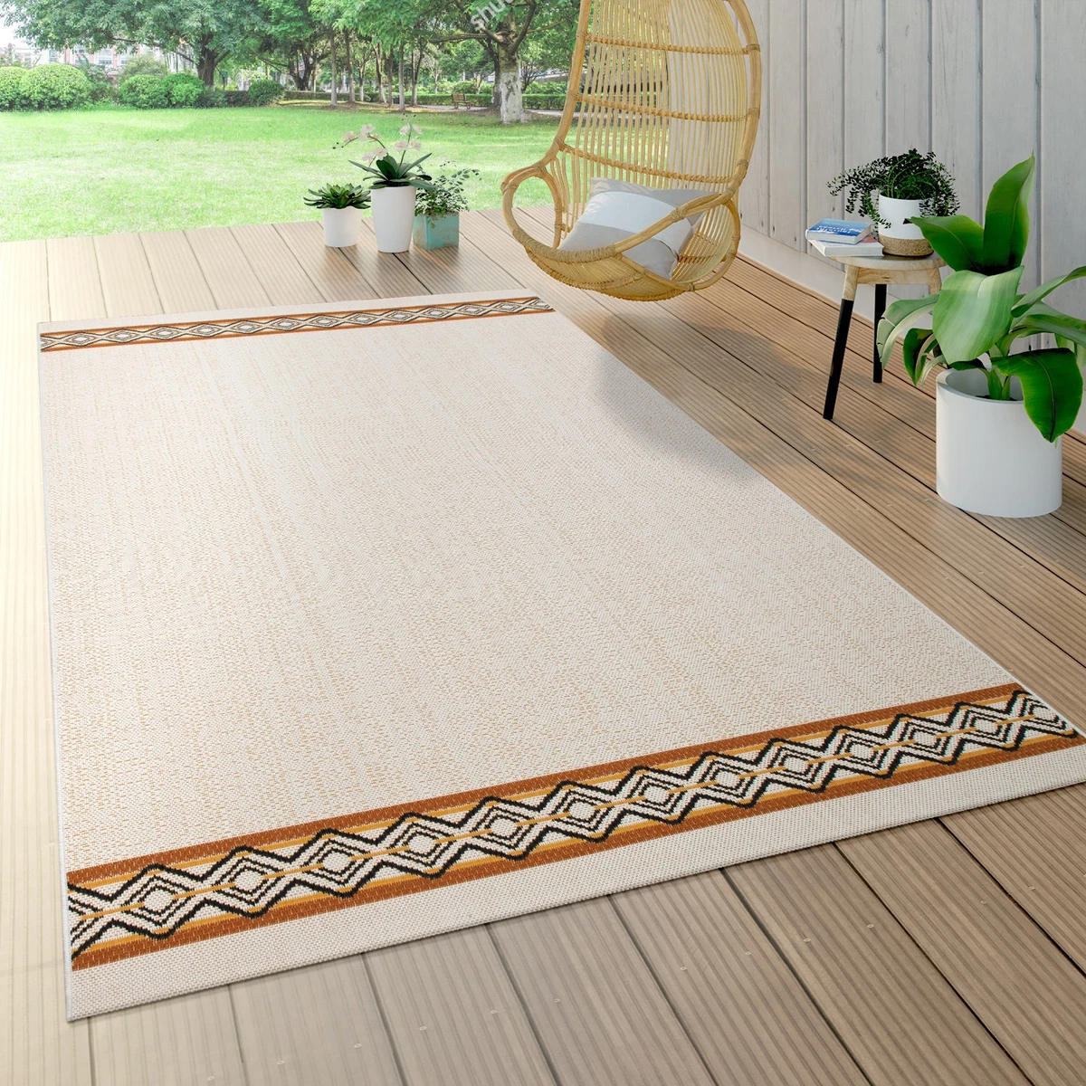 DECOMALL Tappeto Per Esterni Fiorato - Resistente Agli Agenti Atmosferici Per Patio, Balcone E Giardino, 107x168 Cm