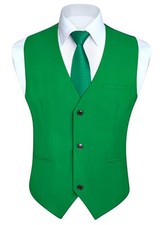 Mens Suit Vest Business Casual Dress Waistcoat Vest Large A1-bright Green