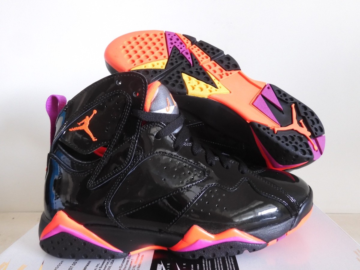 Nike Air Jordan 7 Retro Patent Black-Bright Crimson Womens Sz 8.5