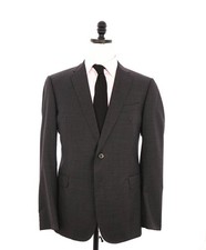 ARMANI COLLEZIONI - M Line Micro-Check Basket Weave Gray Suit - 42R
