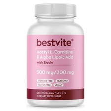 Acetyl L-Carnitine 500mg  Alpha Lipoic Acid 200mg 120 Vegetarian Capsules 