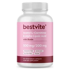 Acetyl L-Carnitine 500mg & Alpha Lipoic Acid 200mg (120 Vegetarian Capsules)