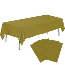 Gold 6 Pack Plastic Table Cloth 54" x 108", Disposable Tablecloths Rectangle Tab