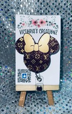 Minnie Mouse Brown LV Badge Reel