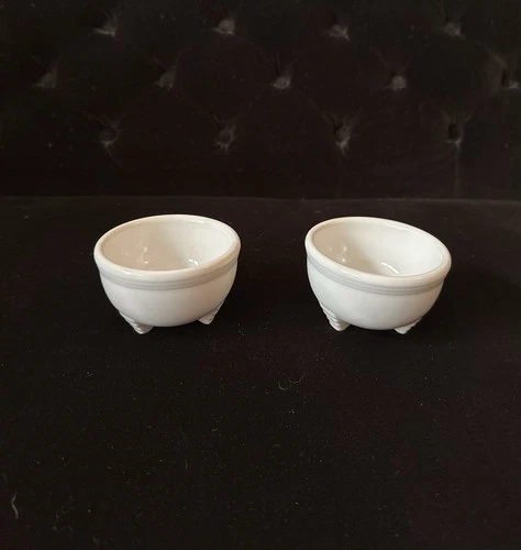 Pair of Fiestaware TRIPOD Dipping Candle Bowl WHITE Retired Item Color 1998-2001