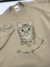 Vintage 1997 Cat Kitten Sweatshirt Brown Cute XL Got Room For One More 