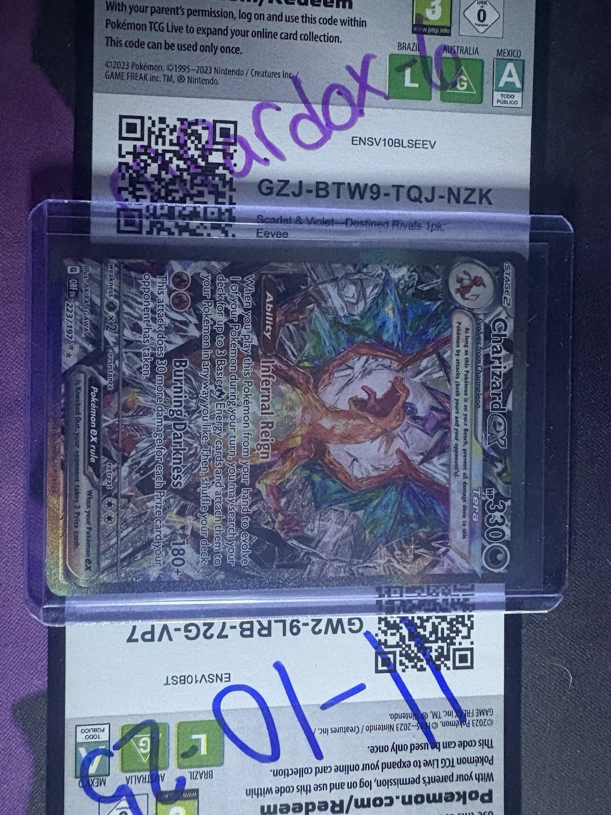 Charizard EX Obsidian Flames Special Illustration Rare Card 223/197 NM Condition