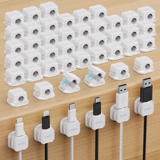 48 Pack Magnetic Cable Clip Organizer Cord Holder White