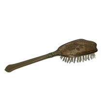 Vintage Style Gold Tone Vanity Hairbrush Floral