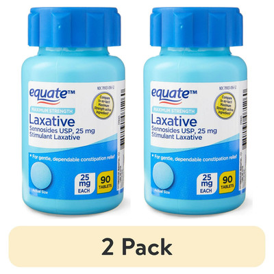 Equate Maximum Strength Laxative Tablets for Constipation Relief, 90 Count 2PACK