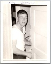 Vtg Snapshot Young Man in White Undershirt King KY Doorway 1950s