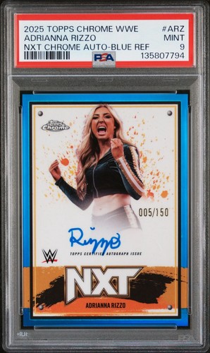 Adrianna Rizzo PSA 9 2025 Topps Chrome WWE Blue Auto /150 NXT-ARZ