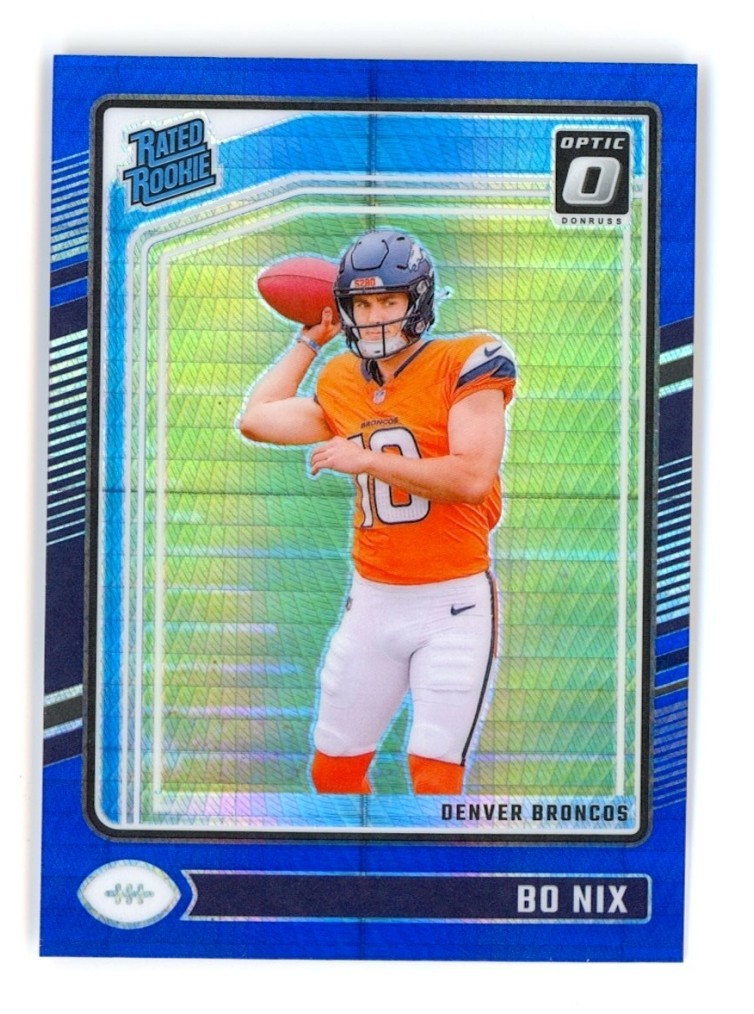 2024 Panini Donruss Optic Bo Nix RC Blue Hyper Prizm #209 SP Parallel NFL Denver