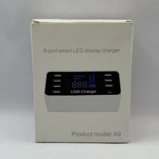 8 Multi-Port USB Adapter Desktop Wall Charger Smart LCD Display Charging Station