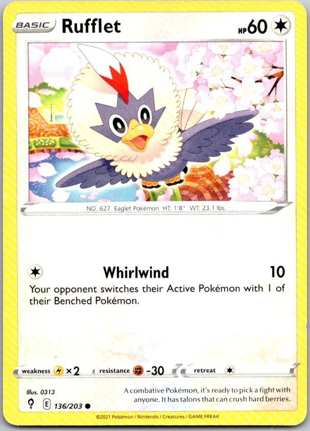 Rufflet Common SWSH07: Evolving Skies 136/203 NM