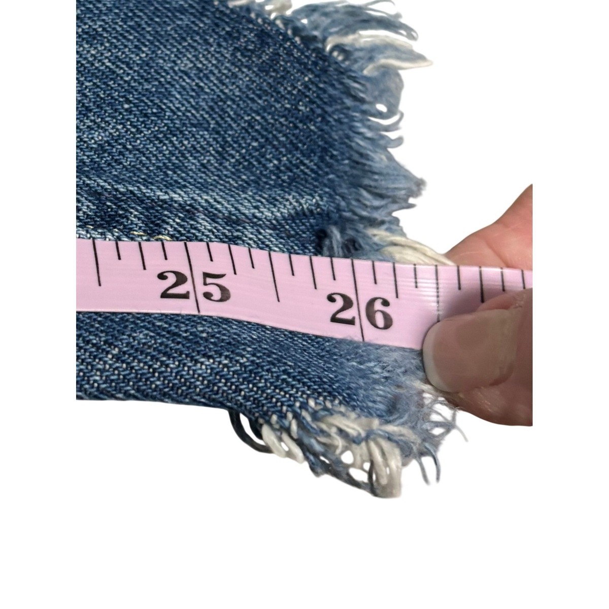 We The Free Twenty8 Distressed Cropped Jeans Blue Button Fly Raw Hem Women US 28 View 5