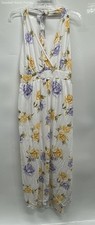 Forever 21 Womens White Multi Floral Sleeveless Halter Neck Maxi Dress Size 2X