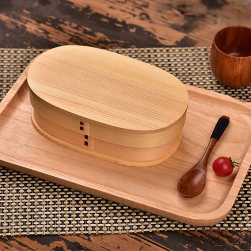 Lunch Box 800Ml Wooden Feeling Salad Bento Box Portable Container Box for Kids S