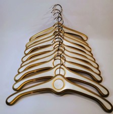 Vtg MCM 1950 s Hollywood Regency Gold Trim Wooden Clothing Coat Hangers Lot 10