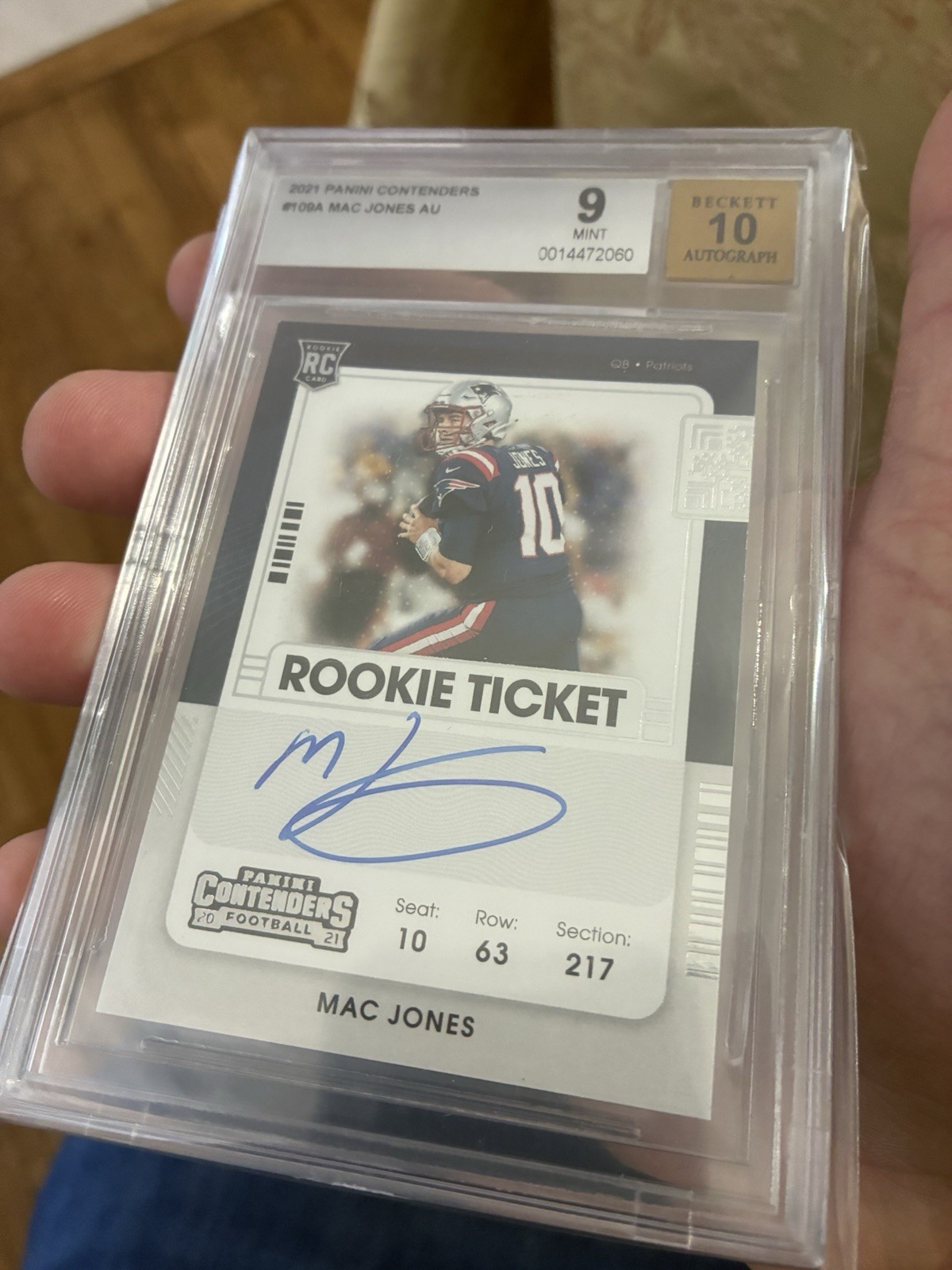 MAC JONES 2021 PANINI CONTENDERS #109 ROOKIE RC AUTOGRAPH BGS 9/10!