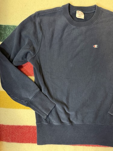 VTG 70s Champion Reverse Weave Navy Blue Blank Crewne… - Gem