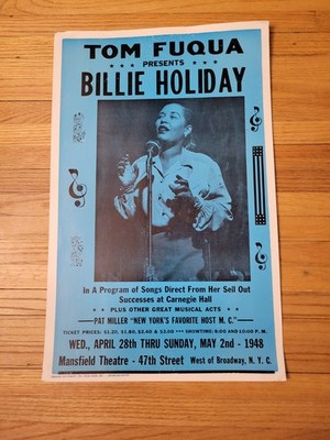 Billie Holiday 1948 Concert Poster NYC Mansfield Theatre Jazz