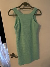 Lilly Pulitzer Mango Shift Dress Poolside Mint Retro Knit Jaquard  Size Small