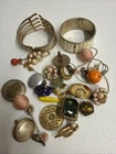 Vintage Costume Jewelry Lot - Mixed Assortment -Brooches, Earrings & Accessories