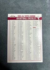 2003-04 Topps Chrome Basketball Checklist Lebron James Rookie Card. rookie card picture
