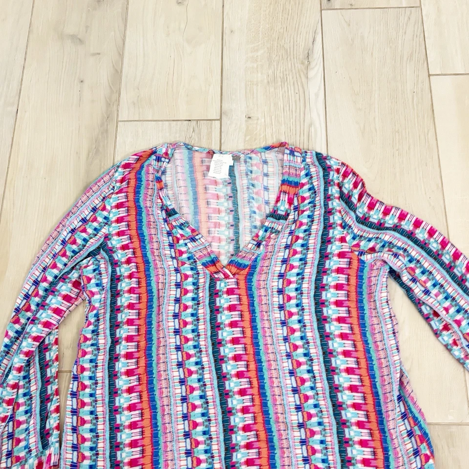 LA BLANCA 女式大码多色条纹全球 JIVE 游泳罩 V 领尺寸 1X — 第 3/4 张图片