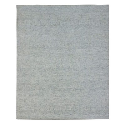 8'x9'10'' Light Gray Modern Grass Design Pure Wool Hand Knotted Oriental Rug