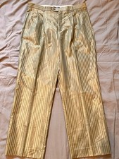 Vintage G.I. Carlo Men  s 44L Green Striped Walking Suit Vest Pants Set