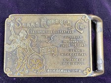 Vintage Sears Roebuck  Co. Brass Belt Buckle Satisfaction Guaranteed Design