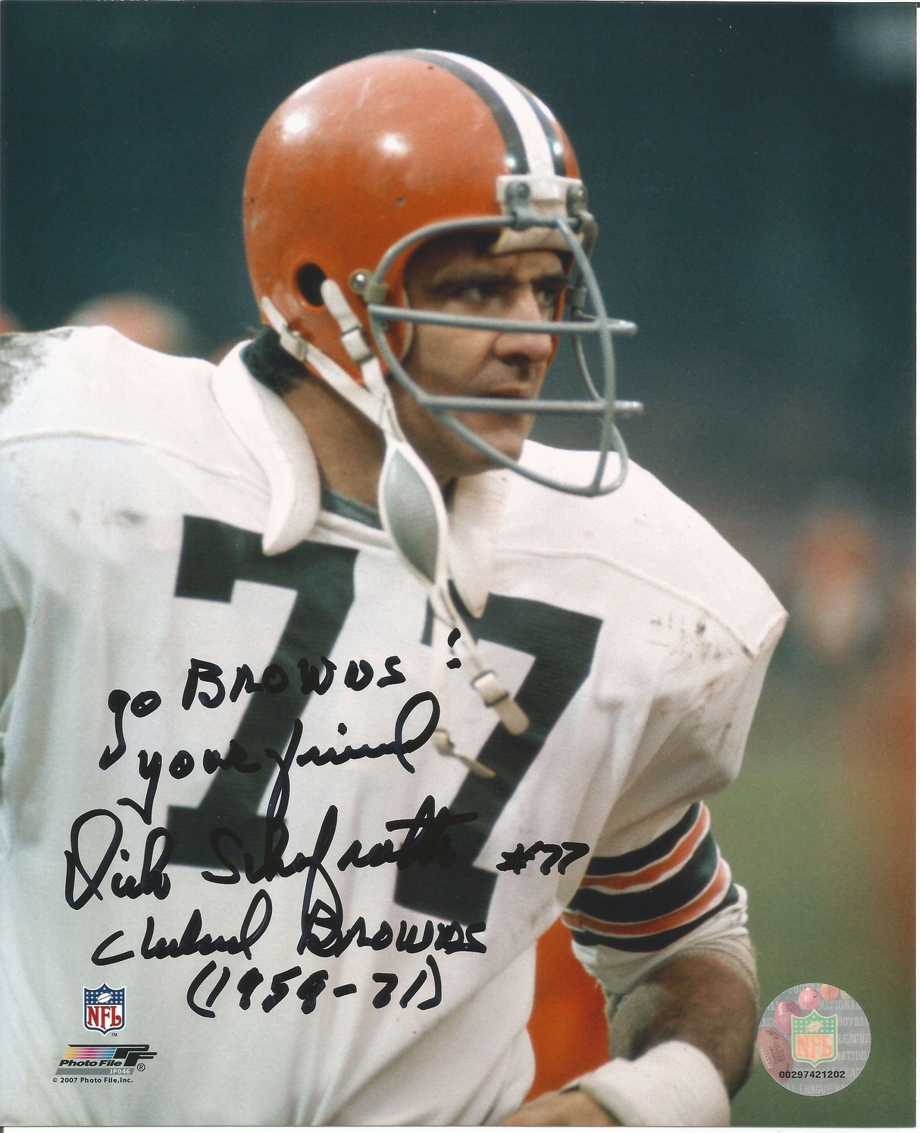 Dick Schafrath Browns OSU Ohio State The Mule Signed 8x10 Photo JSA 150367 