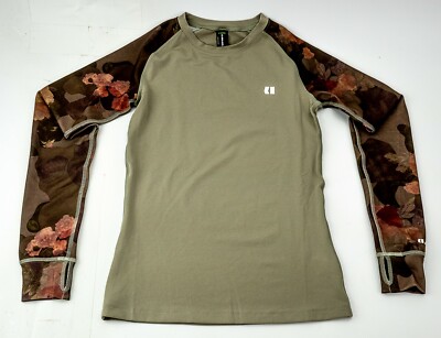 Armada Haven Crew Baselayer Women's Medium Long Sleeve Rosewood Green Floral Top