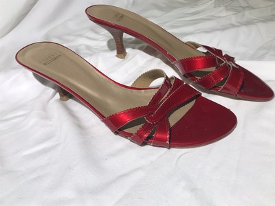 red kitten heel sandals