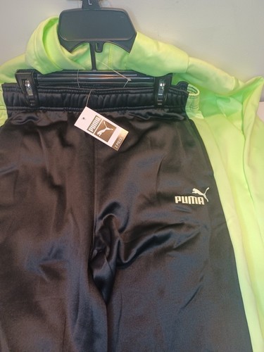Puma Hoodie An Pants Long Sleeve Size L 14-16 Green/Black Neon Boys 2 Piece New - Picture 6 of 6