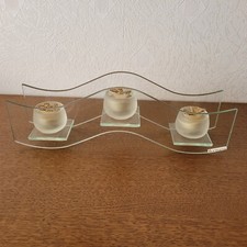 Formano Teelichthalter Glas Welle 3 Teelichter mit Schmetterlingsteelichter