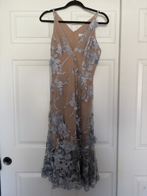 DRESS THE POPULATION Audrey Dress in Blue/Nude Medium